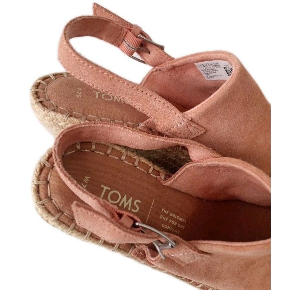 TOMS Women’s Monica Blush Pink Suede Espadrille Wedge Sandals Size 7.5 - Picture 7 of 16